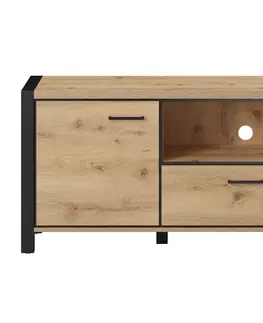 TV stolíky AKTUAL 41 dizajnový tv stolík dub Taurus/ čierna