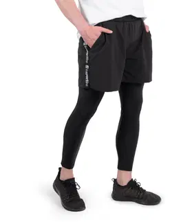 Pánske klasické nohavice Pánske legíny 2v1 inSPORTline Closefit štandardná - čierna - L