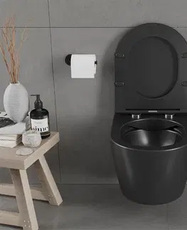 Záchody MEXEN - Carmen Závesná WC misa bez sedátka, čierna matná 3388XX85