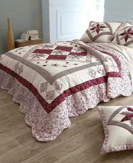 Prehozy Prikrývka na posteľ patchwork s potlačou kvetín