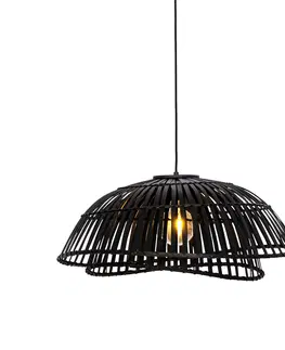 Zavesne lampy Orientálna závesná lampa čierna bambus 62 cm - Pua