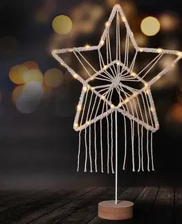 Vianočné dekorácie Solight LED vianočná hviezda Lapač snov, biela, 49 cm, 45x LED, 2x AAA