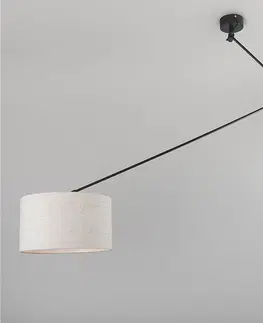 Zavesne lampy Závesná lampa čierna s tienidlom 35 cm svetlošedá nastaviteľná - Blitz I.