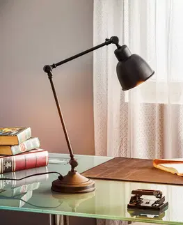 Stolové lampy na písací stôl Euluna Stolná lampa Emoti, čierna, výška 45 cm, nastaviteľná