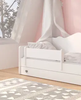 Postele NABBI Elin detská posteľ s matracom a úložným priestorom 80x160 cm biela / sivá
