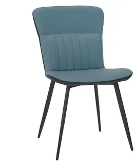 Stoličky Jedálenská stolička, ekokoža, modrá/hnedá, KLARISA