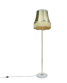 Stojace lampy Retro stojaca lampa mosadz s granátovým odtieňom zelená 45 cm - Kaso