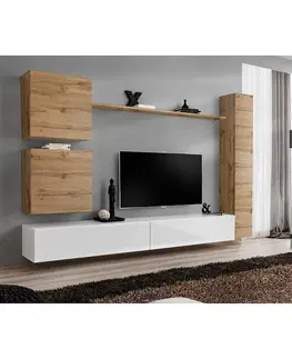 Podkrovný nábytok Obývacia stena Switch VIII Wotan/Biely