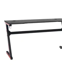 Herné stoly Herný stôl/počítačový stôl, čierna/červená, MACKENZIE 140cm