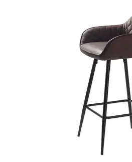 Barové stoličky Furniria Dizajnová barová stolička Dana tmavohnedá ekokoža