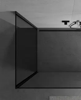Sprchové dvere MEXEN/S - Kyoto Sprchová zástena WALK-IN 90 x 80 x 40 cm, čierny vzor, čierna 800-090-080-221-70-70-040
