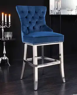 Barové stoličky LuxD Dizajnová barová stolička Queen Levia hlava kráľovská modrá