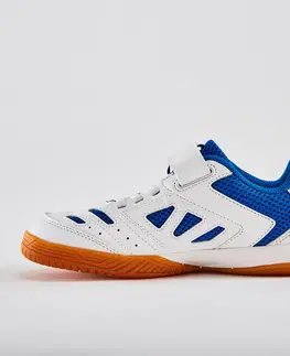 bedminton Detská obuv TTS 500 Junior na stolný tenis bielo-modrá