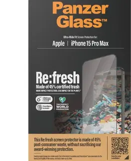 Ochranné fólie pre mobilné telefóny Ochranné sklo PanzerGlass Re:fresh UWF s aplikátorom pre Apple iPhone 15 Pro Max, čierna 2824