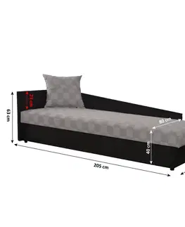 Postele KONDELA Judit L jednolôžková posteľ (váľanda) čierna / vzor (M35)