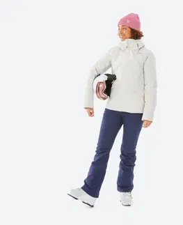 bundy a vesty Dámska hrejivá lyžiarska bunda 500 béžová