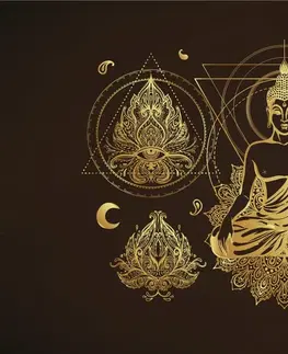 Samolepiace tapety Samolepiaca tapeta zlatý meditujúci Budha