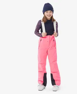 nohavice Detské hrejivé a nepremokavé lyžiarske nohavice PNF 900 ružové