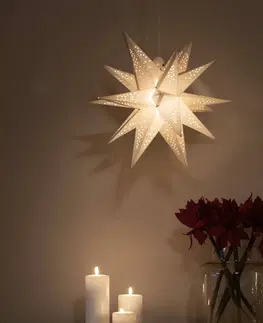 Vianočné svetelné hviezdy Konstsmide Christmas LED svietidlo Papierová hviezda 3D biela, stmieva