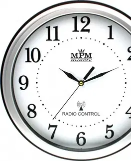 Hodiny Nástenné hodiny MPM, DCF signál, 2492.70 - strieborná, 38cm