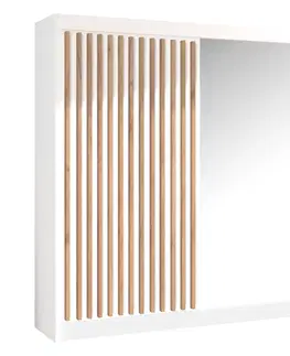 Šatníkové skrine Skriňa s posuvnými dverami, biela/dub craft, 203x215 cm, LADDER