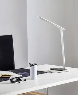 Stolové lampy na písací stôl Aluminor LED lampa na písací stôl Orbit strieborná indukcia