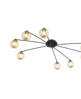 Stropne svietidla Moderné stropné svietidlo čierne so zlatými 8-svetlami - Athens Wire
