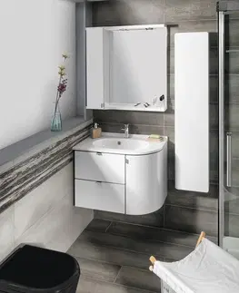 Kúpeľňový nábytok SAPHO - PULSE galérka s LED osvetlením 75x80x17cm, ľavá, biela/antracit PU077-3034