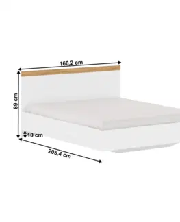 Postele Manželská posteľ, 160x200, biela/dub wotan, VILGO