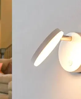Nástenné svietidlá Lindby Biele nástenné LED svietidlo Milow s vypínačom