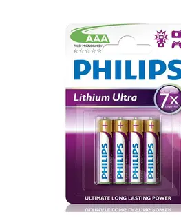 Predlžovacie káble Philips Philips FR03LB4A/10 - 4 ks Lithiová batéria AAA LITHIUM ULTRA 1,5V 800mAh 