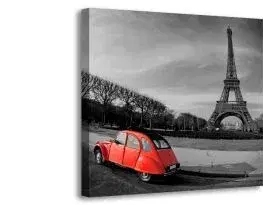 Hodiny 3-dielny obraz s hodinami, Eiffelova veža, 35x105cm