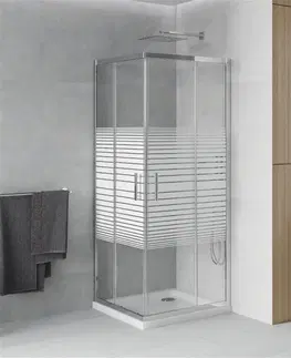 Vane MEXEN/S - Rio Sprchovací kút štvorcový 70x70 cm, transparent / dekor, chróm + vanička so sifónom 860-070-070-01-20-4010