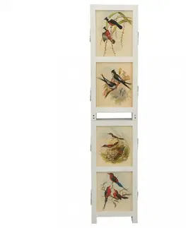 Paravány Paravan biela / vzor vtáky Dekorhome 140x165 cm (4-dielny)