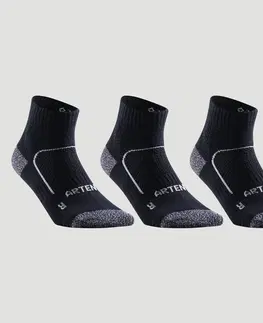 bedminton Športové ponožky RS500 stredne vysoké čierno-biele 3 páry