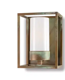 Vonkajšie nástenné svietidlá Moretti Luce Vonkajšie nástenné svetlo Cubic³ 3366 mosadz/opál