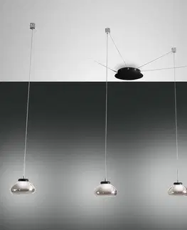Závesné svietidlá Fabas Luce Závesné LED svetlo Arabella, 4pl, čierna/sivá/číra