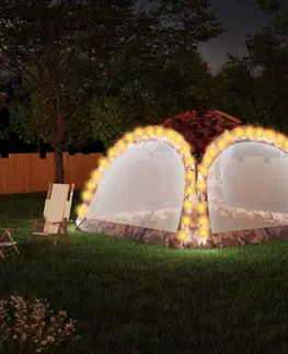 Záhradné párty stany Párty stan s LED svetlami 3,6x3,6 m Dekorhome Sivá / oranžová