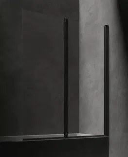Sprchové dvere OMNIRES - KINGSTON vaňová zástena dvojdielna, 120 cm čierna mat / transparent /BLMTR/ XHE20BLTR