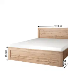 Postele Manželská posteľ, 160x200, dub wotan, MORATIZ