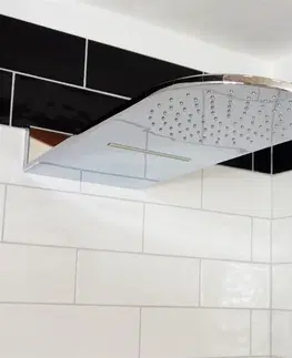 Kúpeľňa MEREO - Tanierová sprcha horná, s vodopádom, polkruhová  60x25,1cm, nerez CB496