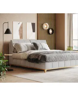 Postele Boxspringová posteľ, 200x200, svetlosivá, MOON
