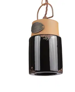 Závesné svietidlá Ferroluce Závesná lampa C1620, keramika a kov, čierna