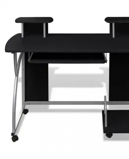 PC a herné stoly Počítačový stôl DTD / kov Dekorhome Čierna