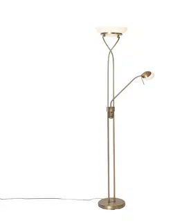 Stojace lampy Stojatá lampa bronzová vrátane LED a stmievača s lampou na čítanie - Empoli