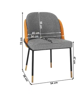 Stoličky Jedálenská stolička, čiernobiela vzor/camel ekokoža, KIRNA
