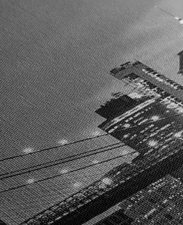Čiernobiele obrazy Obraz očarujúci most v Brooklyne v čiernobielom prevedení