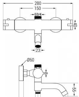 Kúpeľňové batérie MEXEN - Kai termostatická vaňová a sprchová batéria čierna 77900-70