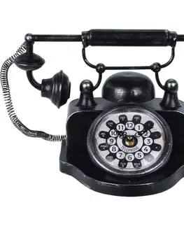 Hodiny Stolné hodiny Old telephone, čierna