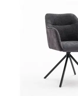Stoličky - moderné LuxD 28993 Dizajnová otočná stolička Rahiq tmavosivý zamat